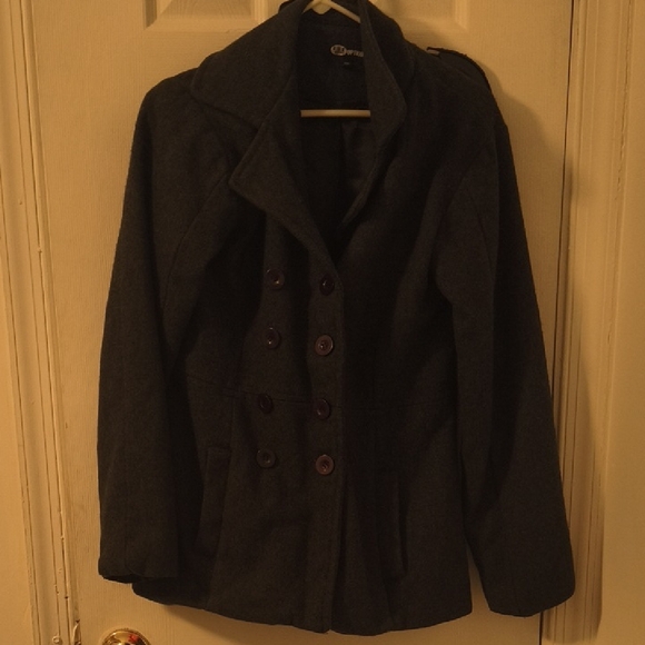 Express Jackets & Blazers - Express Charcoal Double-Breasted Pea Coat
